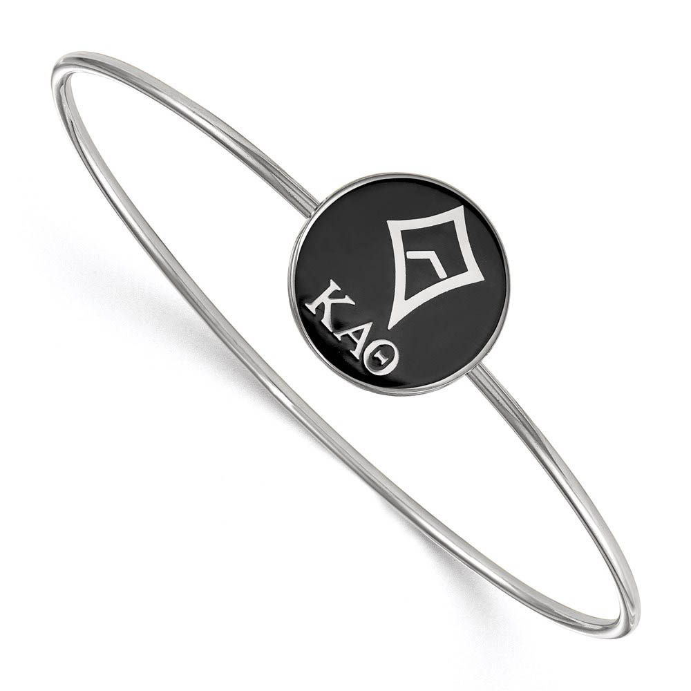 Sterling Silver Kappa Alpha Theta Black Enamel Kite Bangle - in
