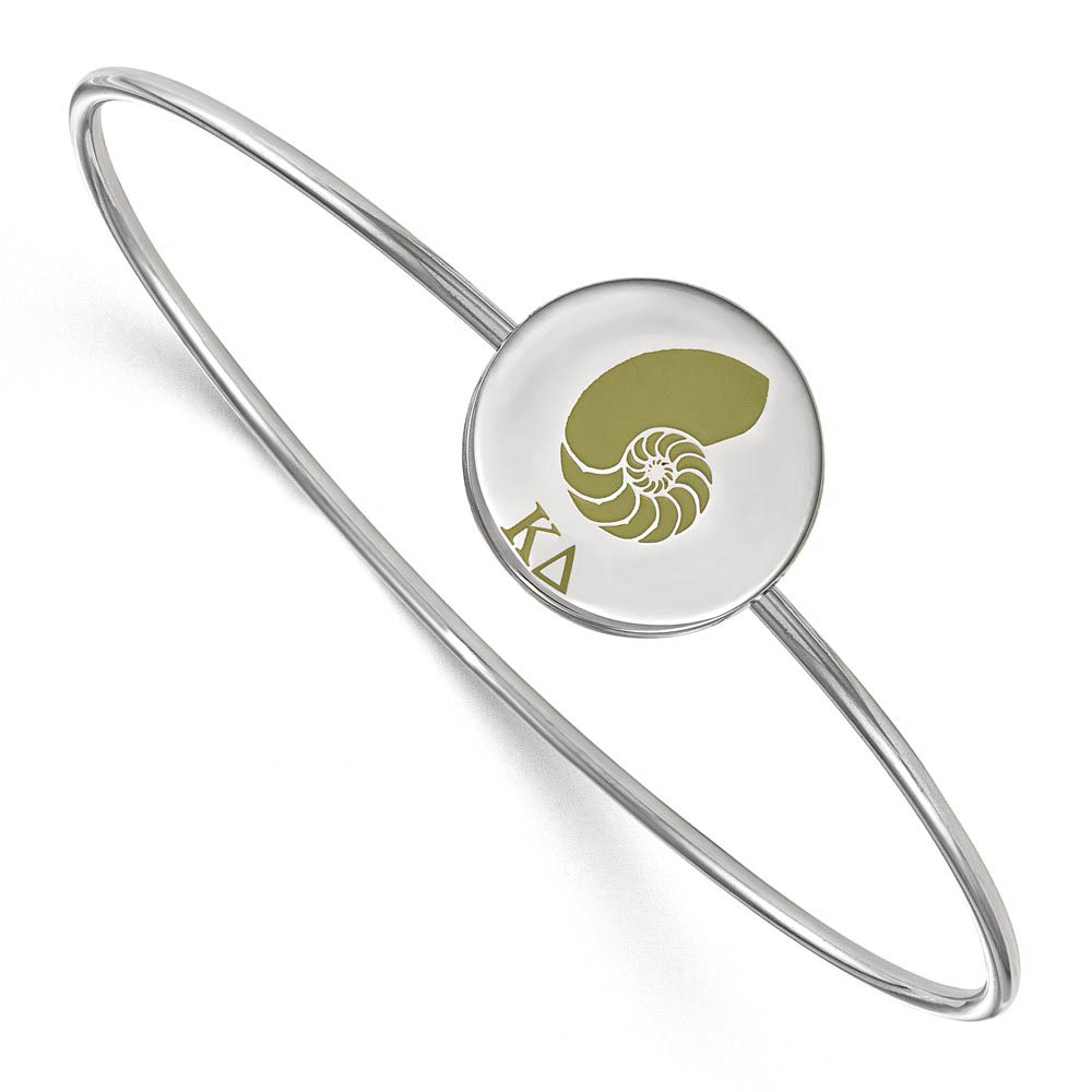 Sterling Silver Kappa Delta Enamel Green Conch Shell Bangle - in