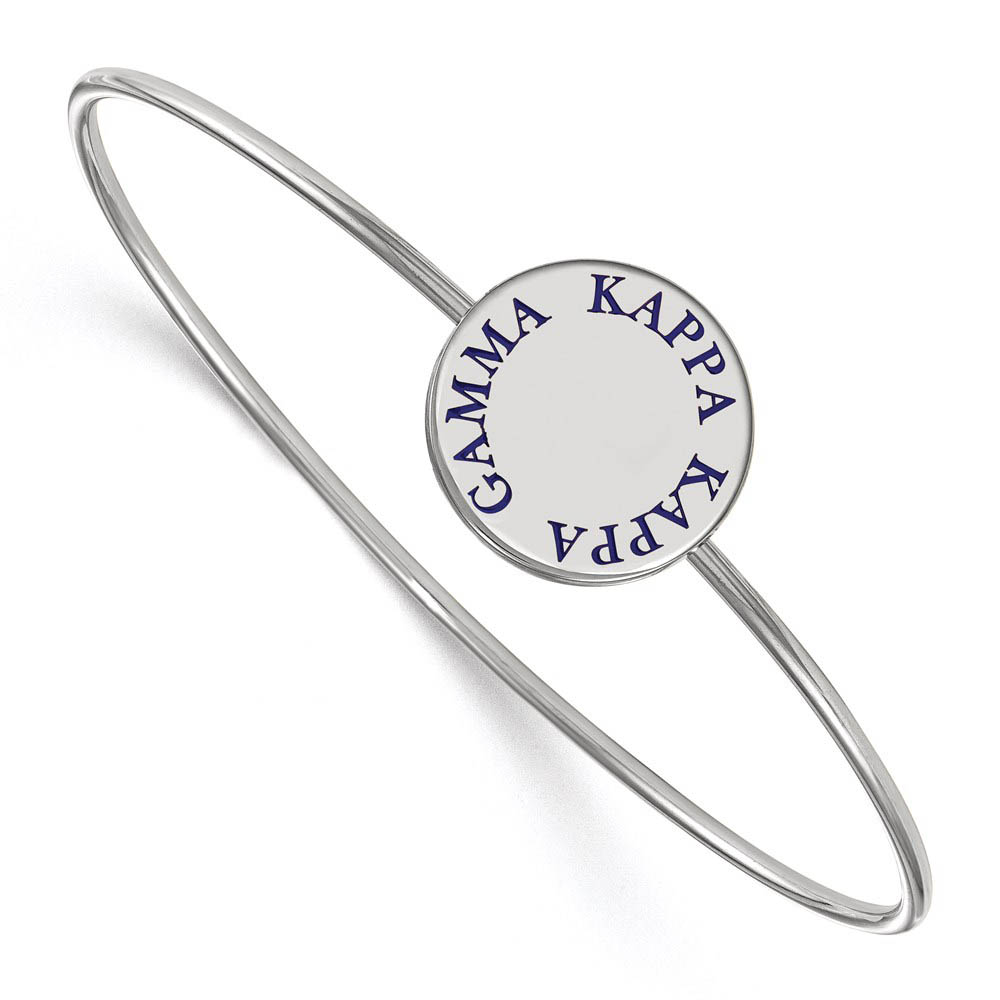 Sterling Silver Kappa Kappa Gamma Enamel Blue Letters Bangle - in