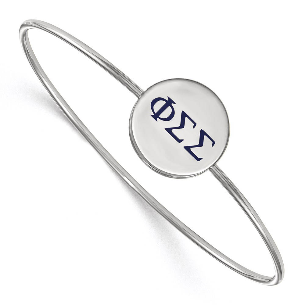 Sterling Silver Phi Sigma Sigma Enamel Blue Greek Bangle - in