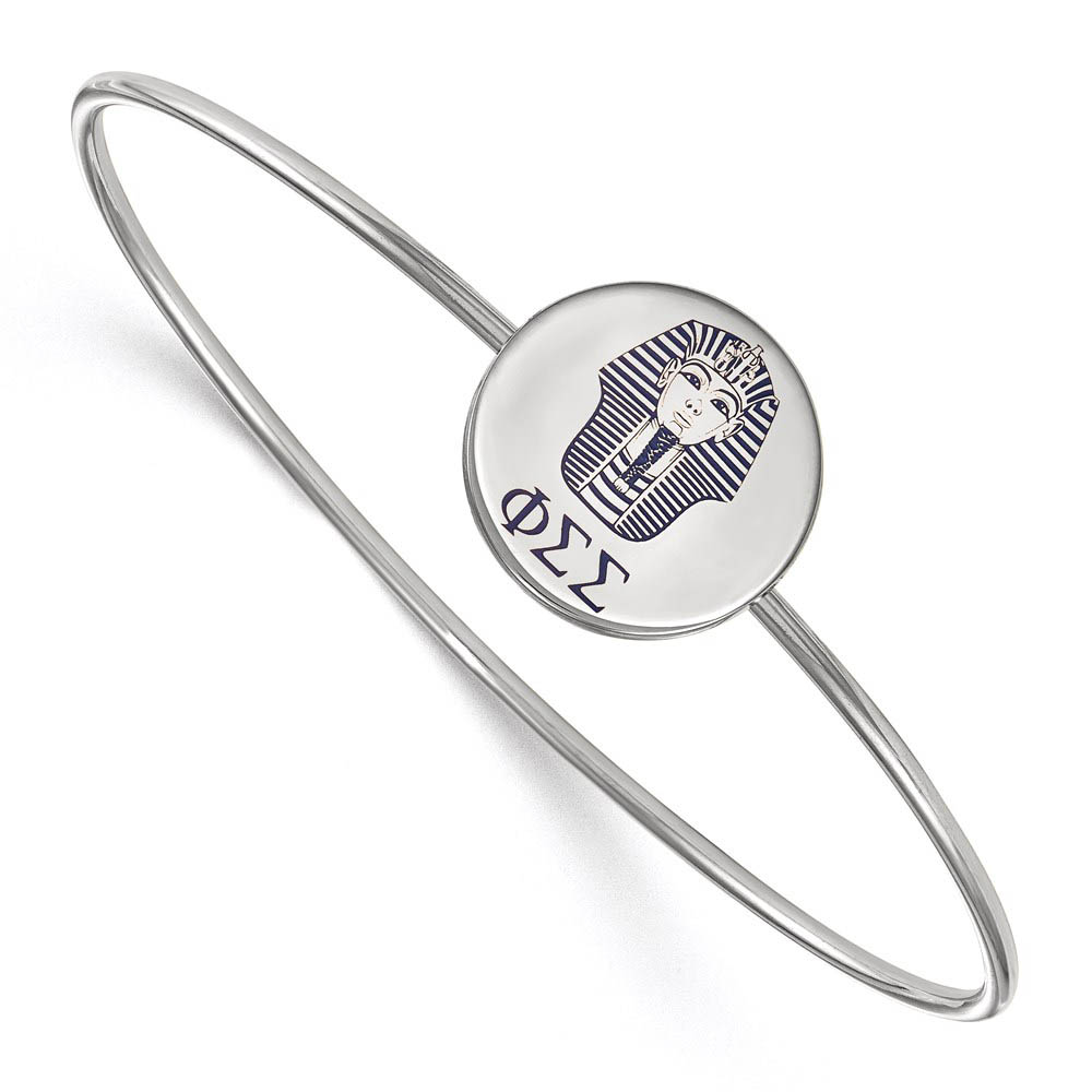 Sterling Silver Phi Sigma Sigma Enamel Sphinx Bangle - in