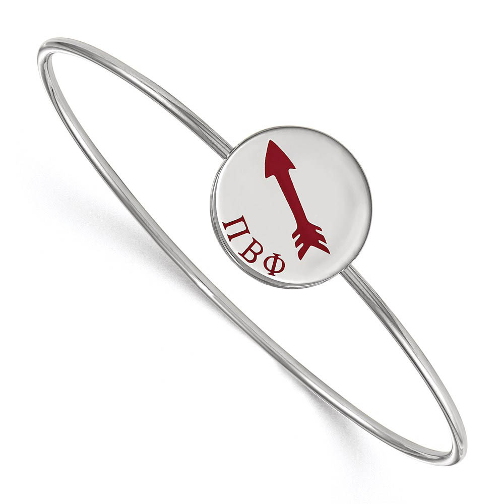 Sterling Silver Pi Beta Phi Enamel Arrow Bangle - in