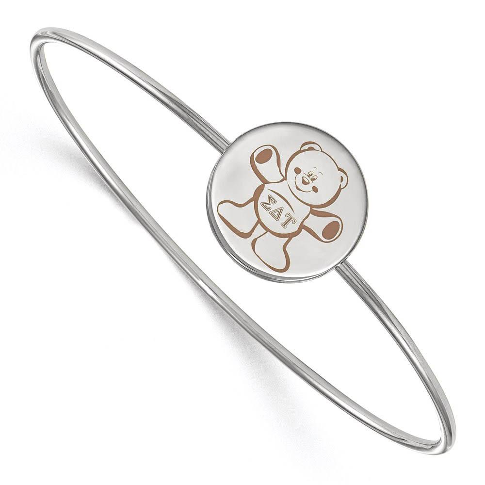 Sterling Silver Sigma Delta Tau Enamel Bear Bangle - in