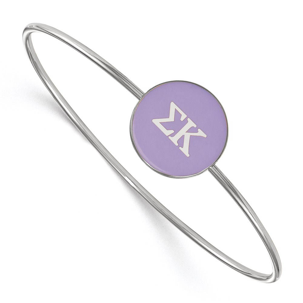Sterling Silver Sigma Kappa Purple Enamel Greek Bangle - in