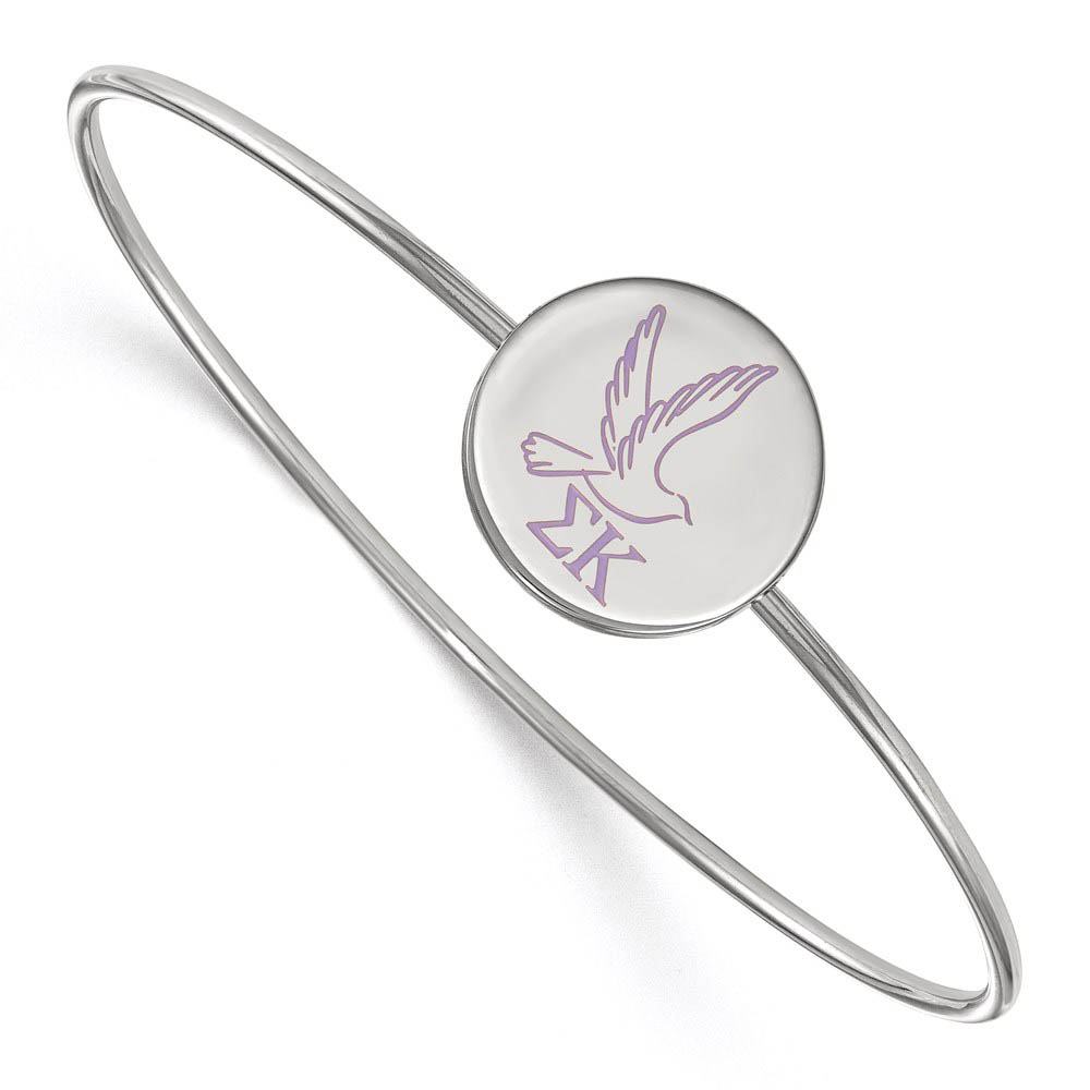 Sterling Silver Sigma Kappa Enamel Dove Bangle - in