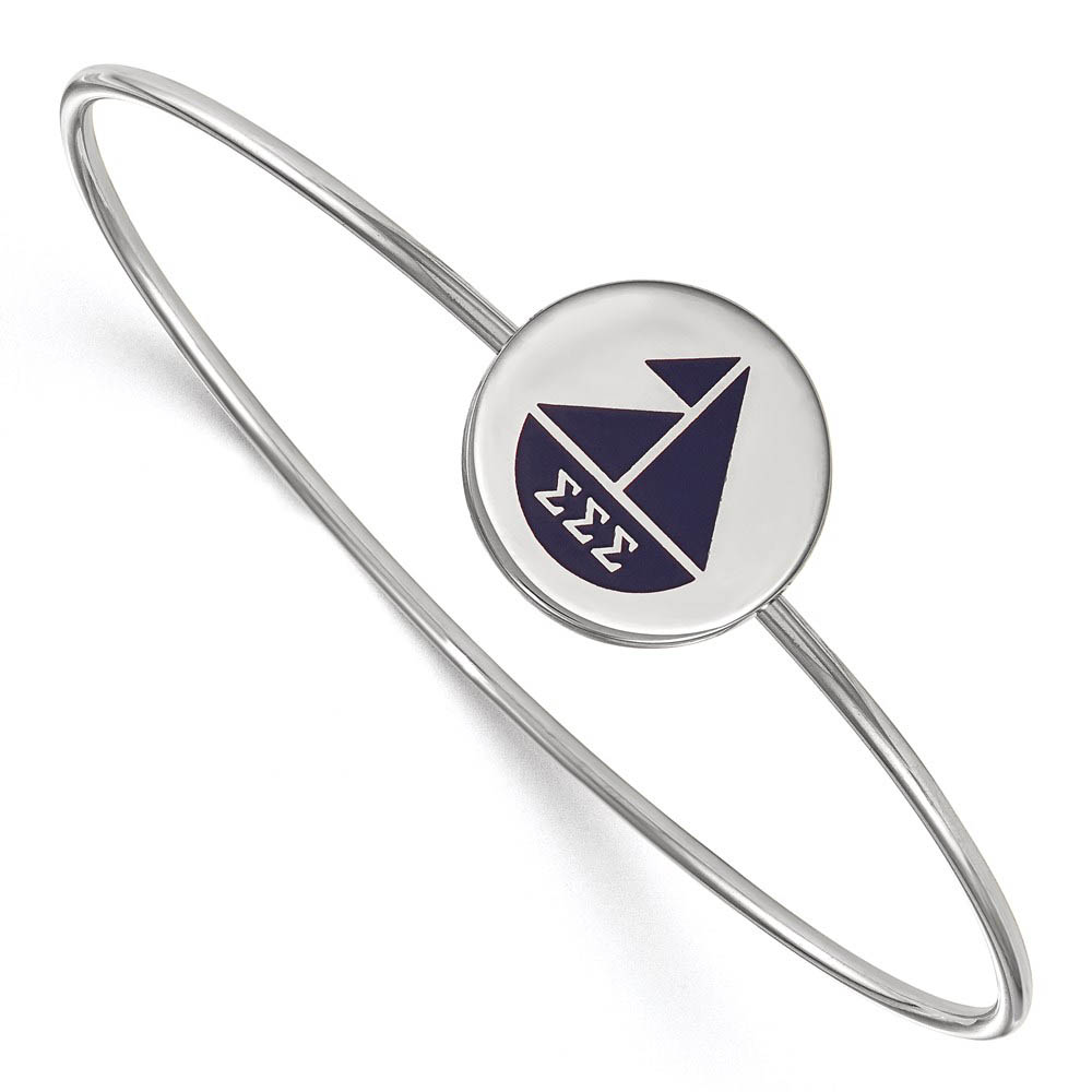 Sterling Silver Sigma Sigma Sigma Enamel Sailboat Bangle - in