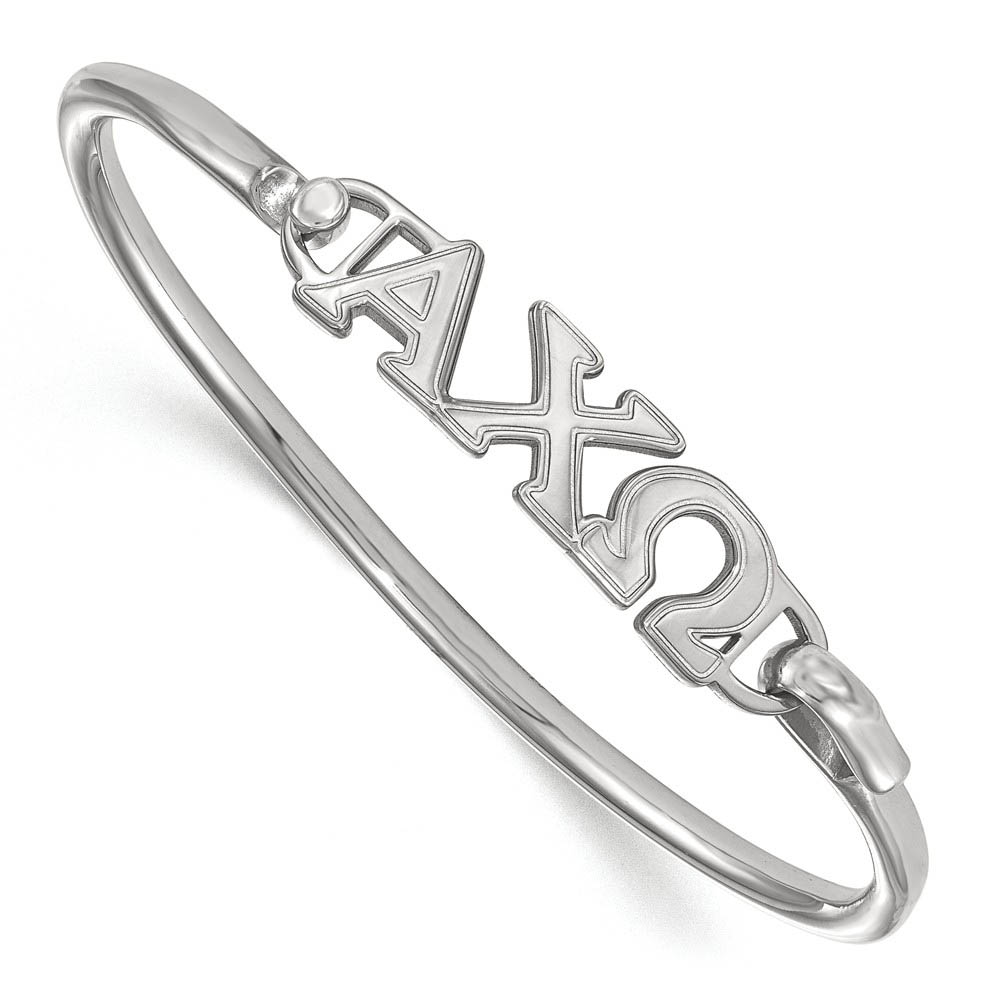 Sterling Silver Alpha Chi Omega Large Clasp Bangle - in