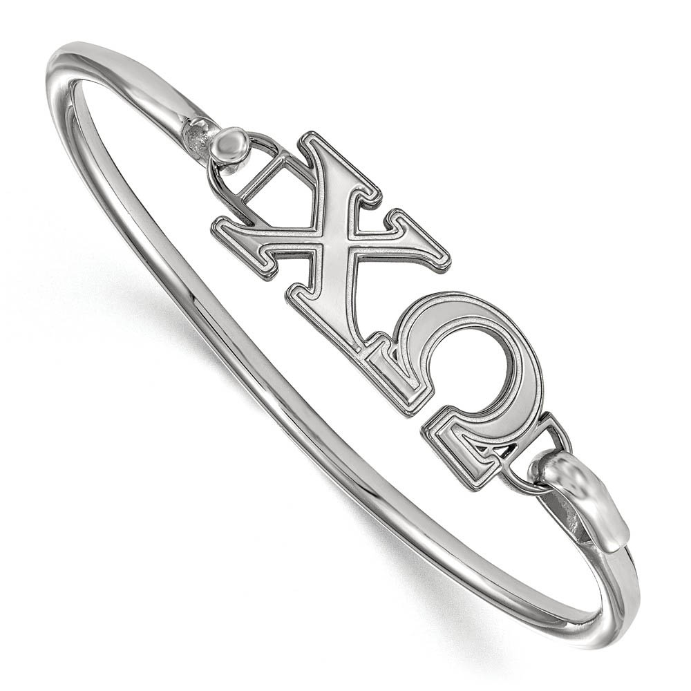 Sterling Silver Chi Omega Clasp Bangle - in