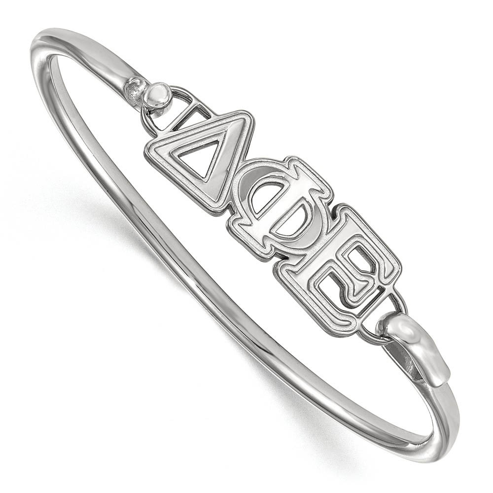 Sterling Silver Delta Phi Epsilon Large Clasp Bangle - in
