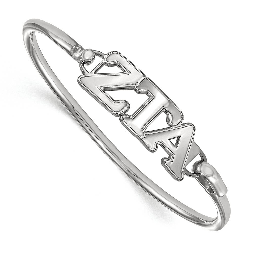 Sterling Silver Zeta Tau Alpha Small Clasp Bangle - in
