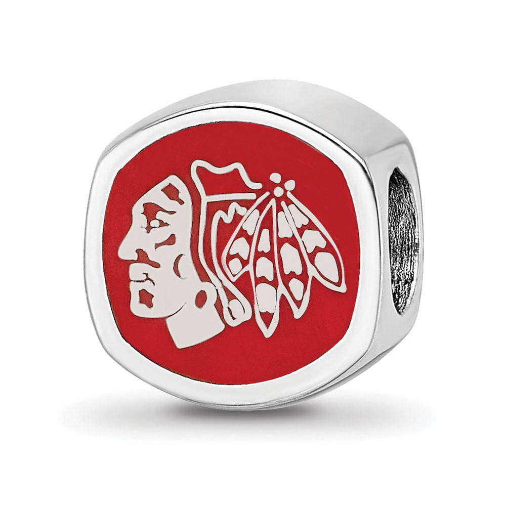 Sterling Silver NHL Chicago Blackhawks Cushion Enamel Bead