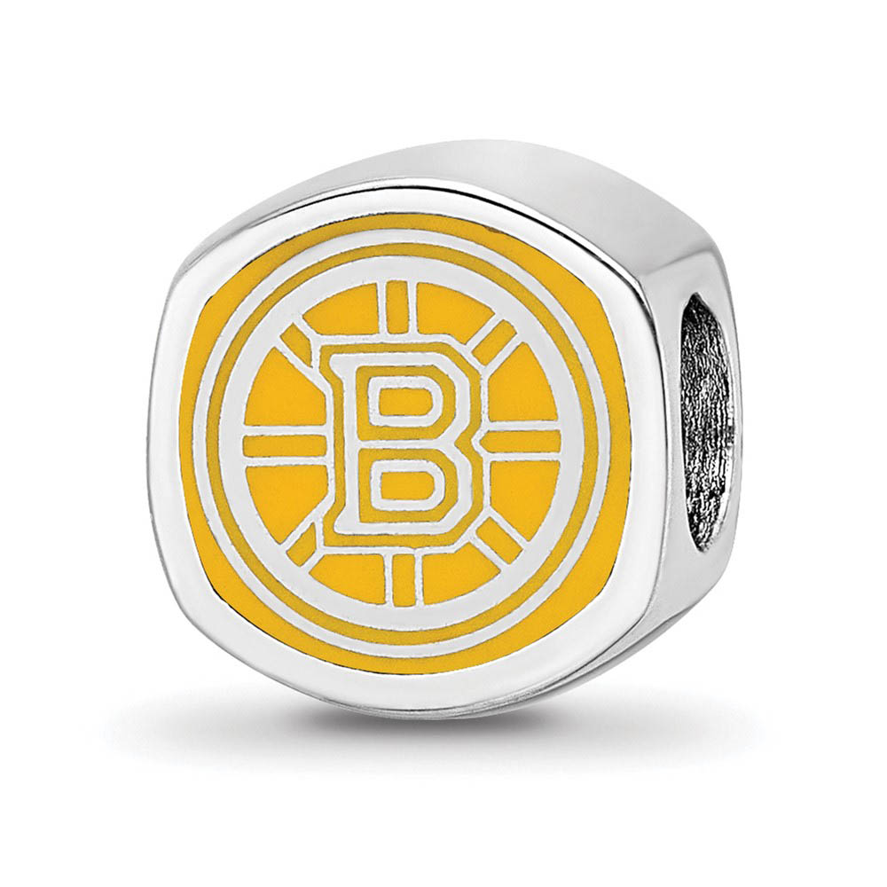 Sterling Silver NHL Boston Bruins Cushion Enamel Bead Charm