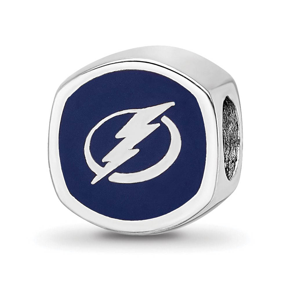 Sterling Silver NHL Tampa Bay Lightning Cushion Enamel Bead