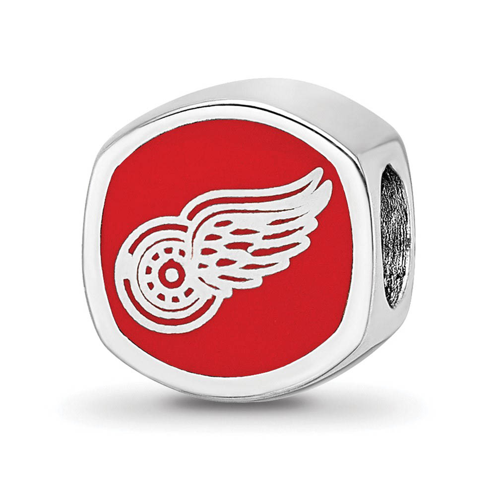 Sterling Silver NHL Detroit Red Wings Cushion Enamel Bead