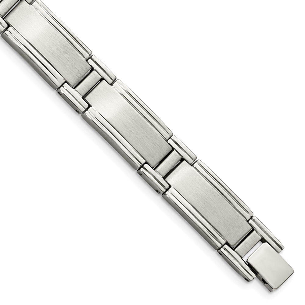 Men&#039;s 11mm Stainless Steel Multi Finish Satin Link Bracelet, 9.5 Inch