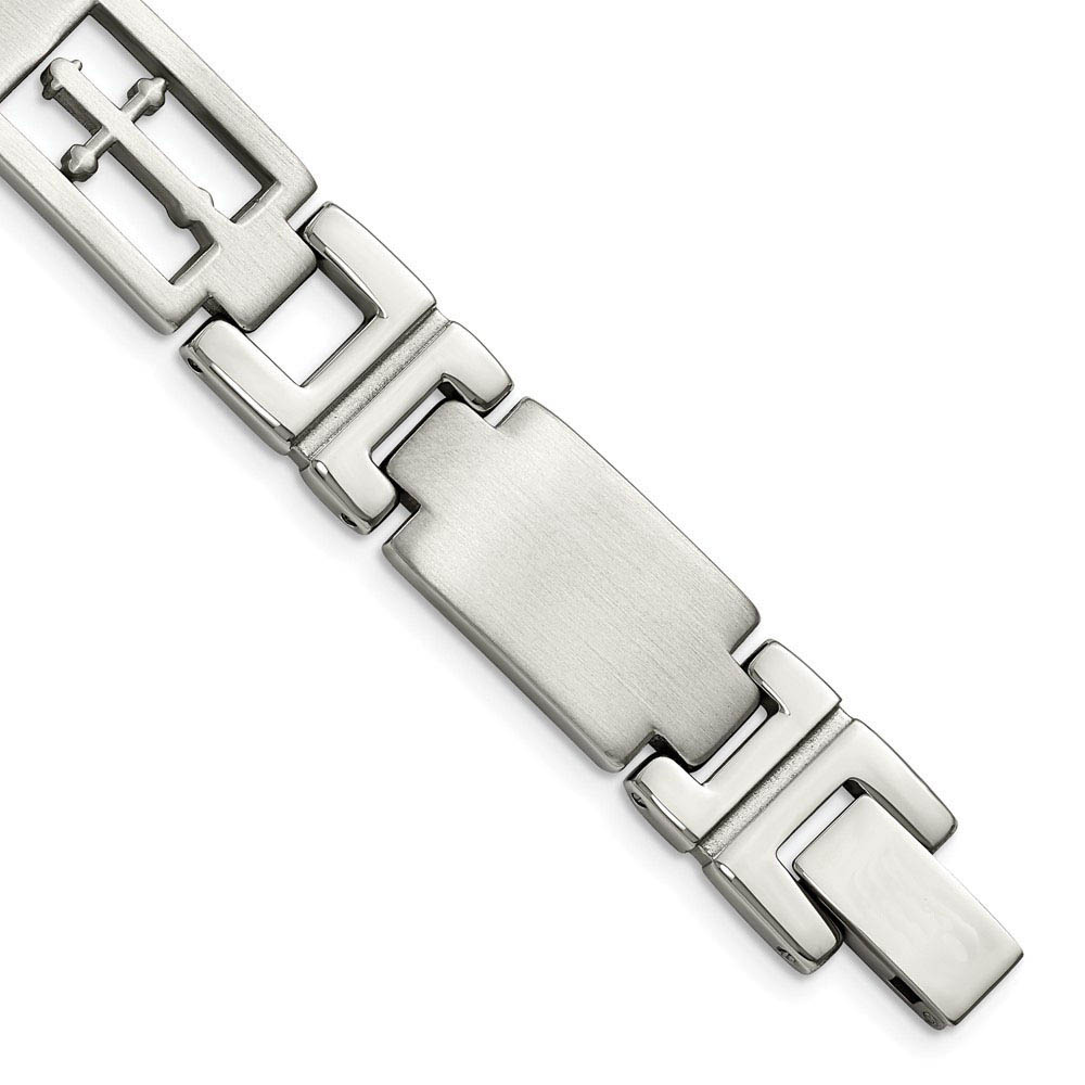 Men&#039;s Stainless Steel 11mm Cross Link Bracelet, 8.5 Inch