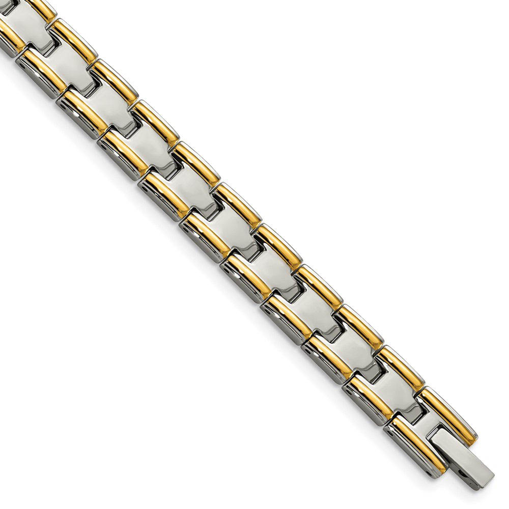 Men&#039;s Stainless Steel &amp; Gold Tone Plated 8mm Link Bracelet, 8.5 Inch