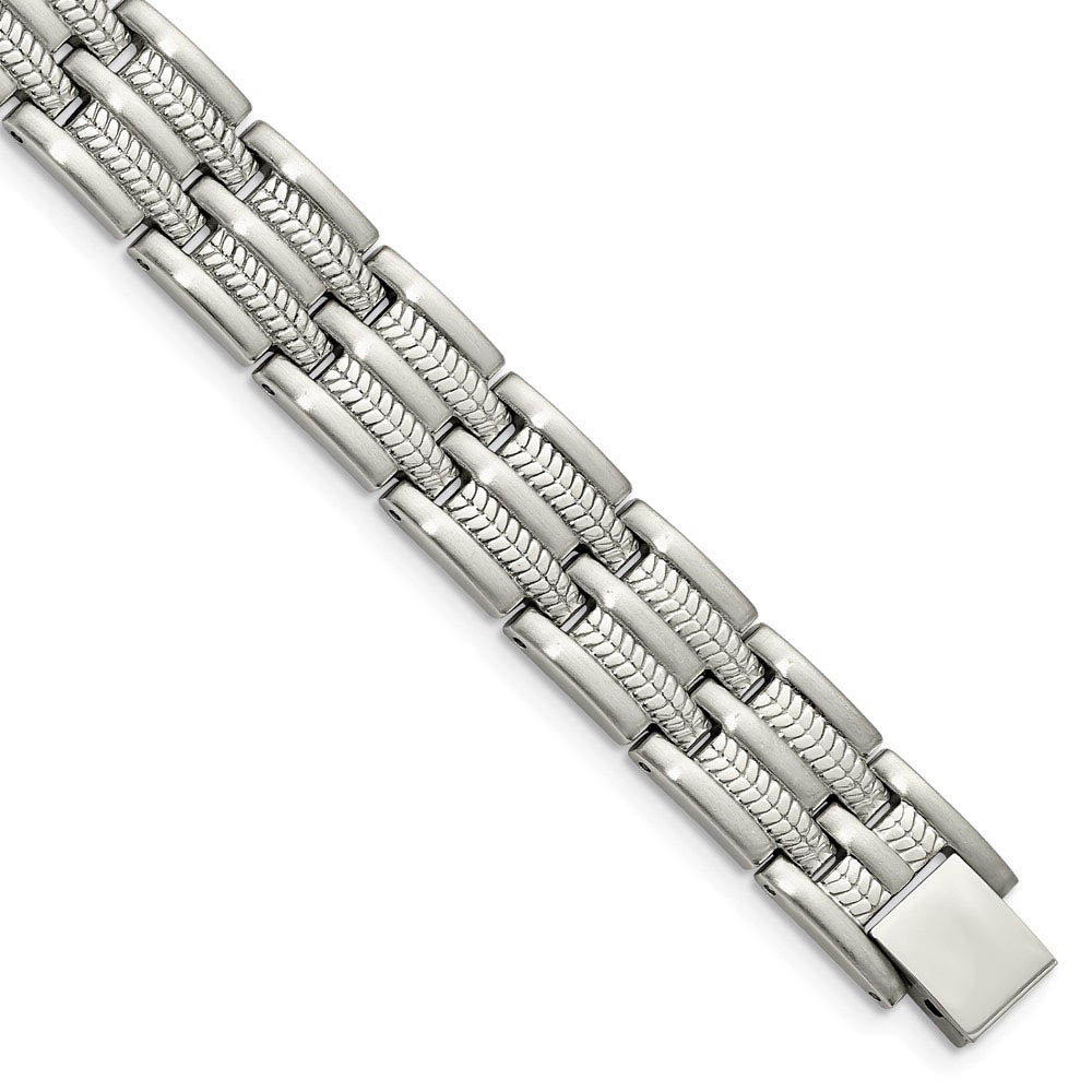 Men's Stainless Steel 11mm Tire Tread Link Bracelet