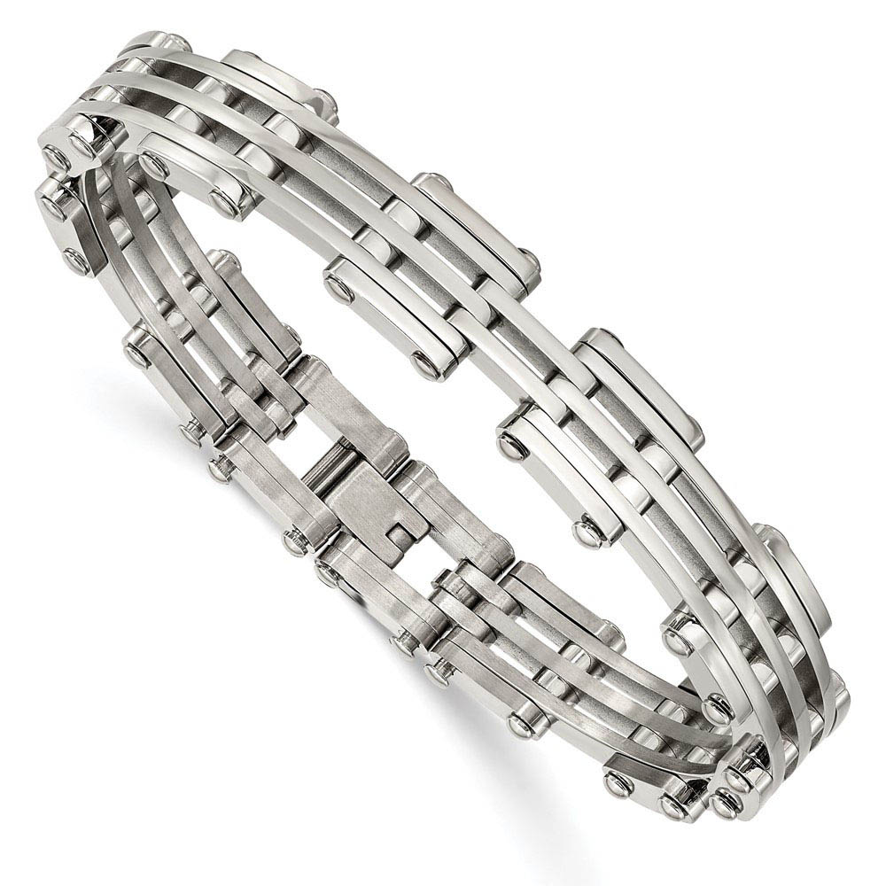 Men&#039;s Stainless Steel 10mm Polished Link Bracelet, 9 Inch