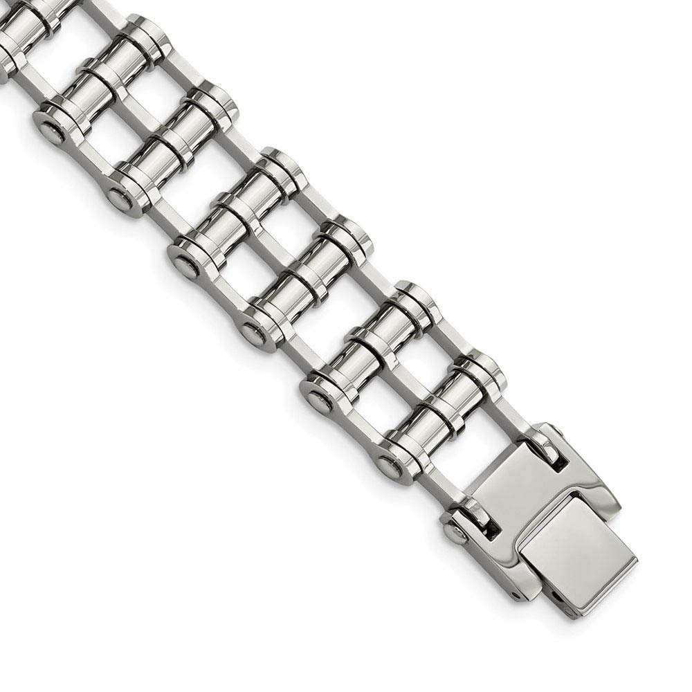 Men&#039;s Stainless Steel 15mm Bike Link Bracelet, 8.5 Inch