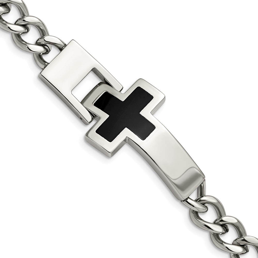 Men&#039;s Stainless Steel Cross Bracelet, 9.25 Inch