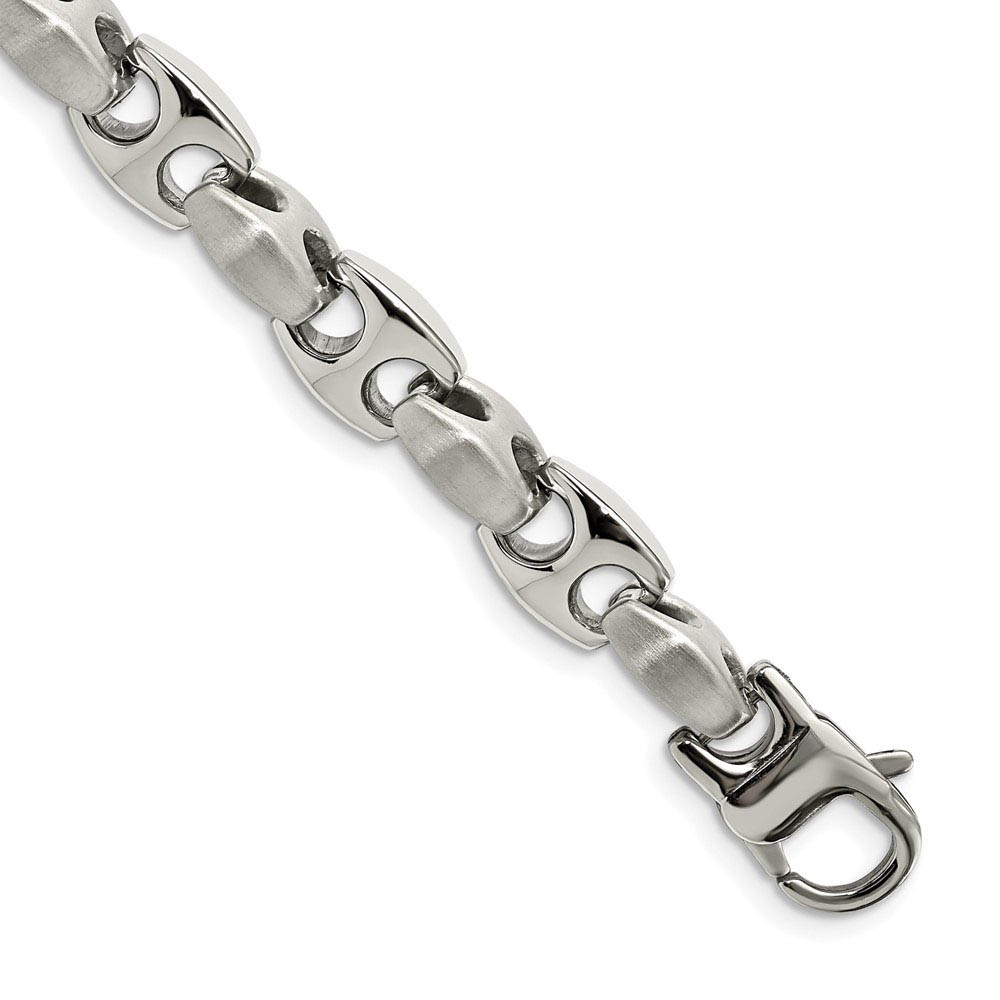 Men's 10mm Stainless Steel Anchor Link Chain Bracelet