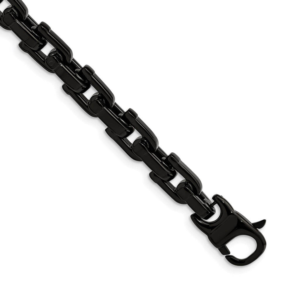 Men&#039;s Black Plated Stainless Steel Shackle Link Bracelet, 8.5 Inch