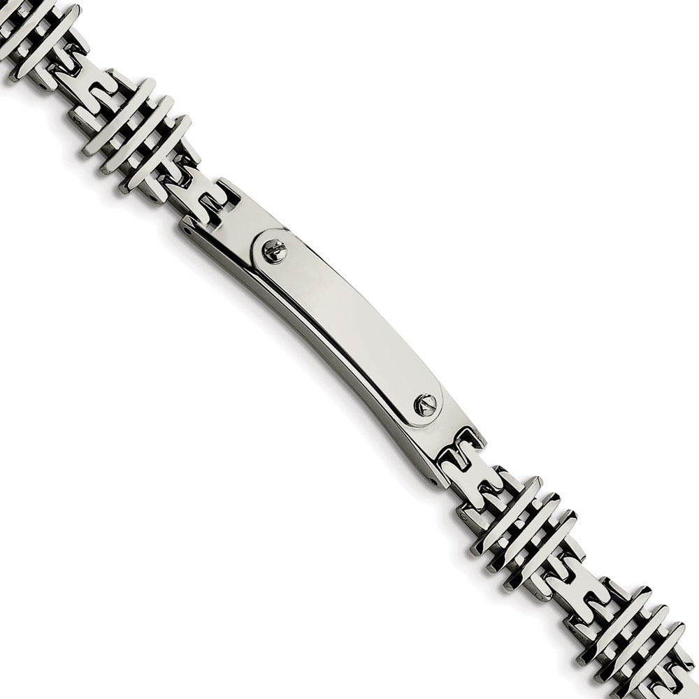 Men&#039;s Stainless Steel 11mm Engravable I.D. Bracelet, 8.5 Inch