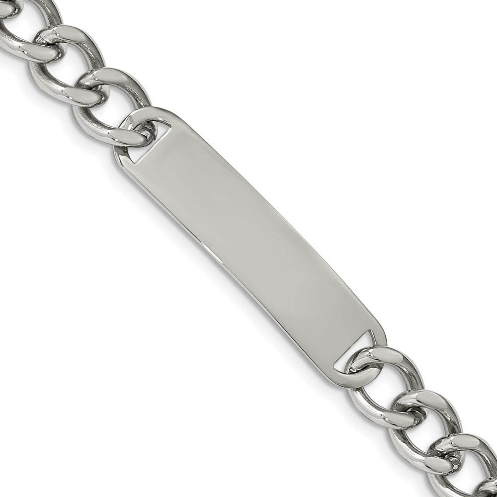 Men&#039;s 10mm Stainless Steel Polished I.D. Bracelet, 8.5 Inch