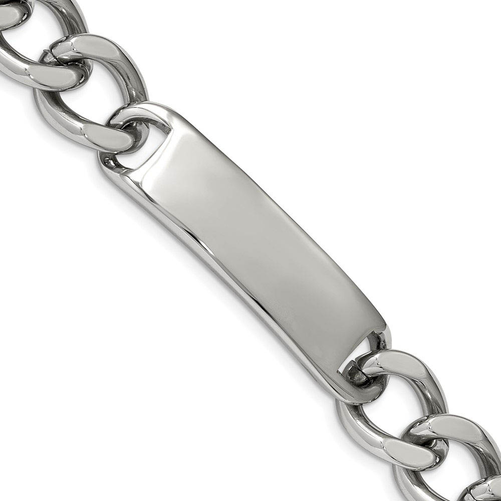 Men&#039;s 15mm Stainless Steel Polished I.D. Bracelet, 9 Inch