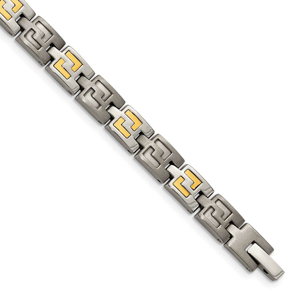 8mm 14k Gold Inlay and Titanium Link Bracelet