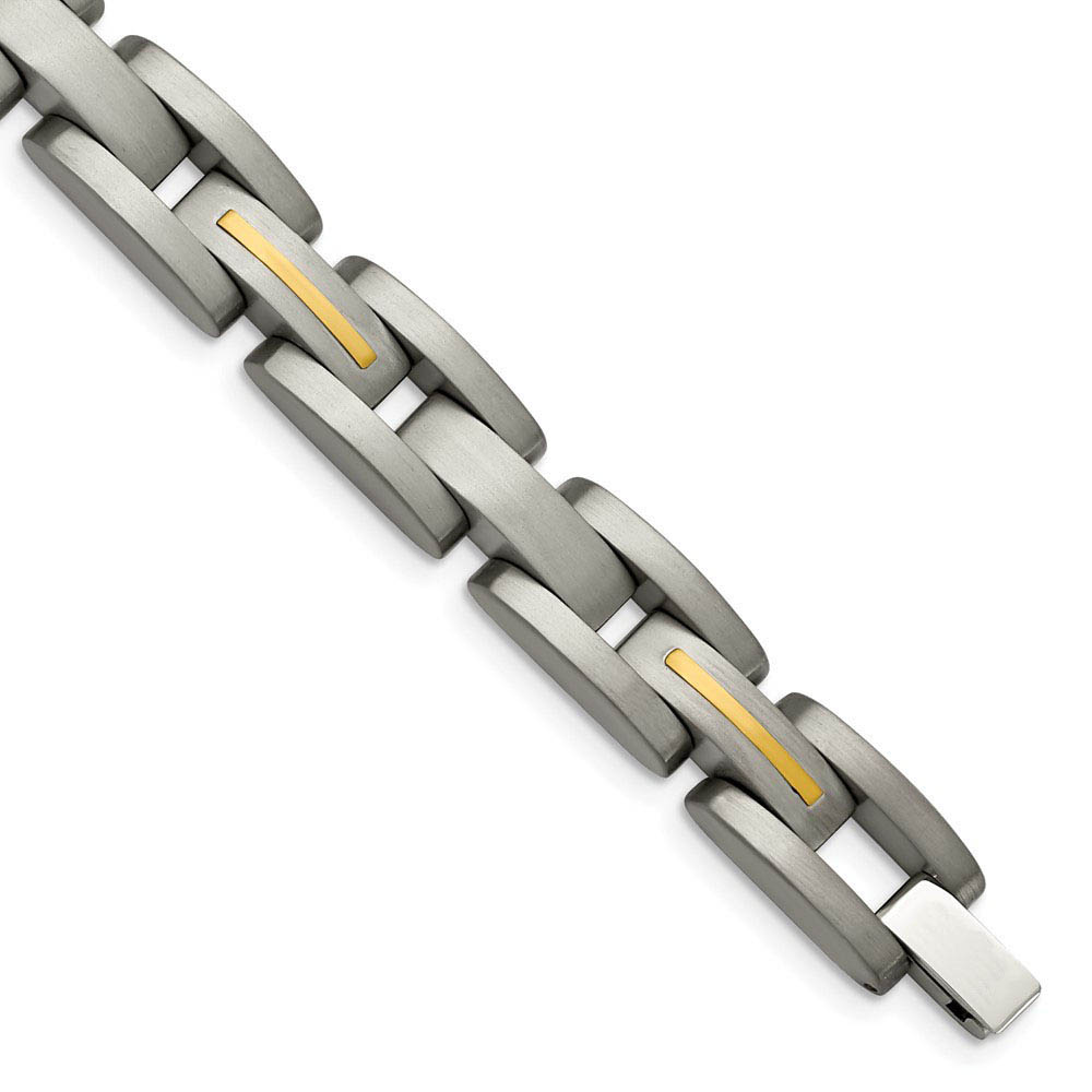 11mm Multi-Finish Titanium Link Bracelet - 8.5 Inch