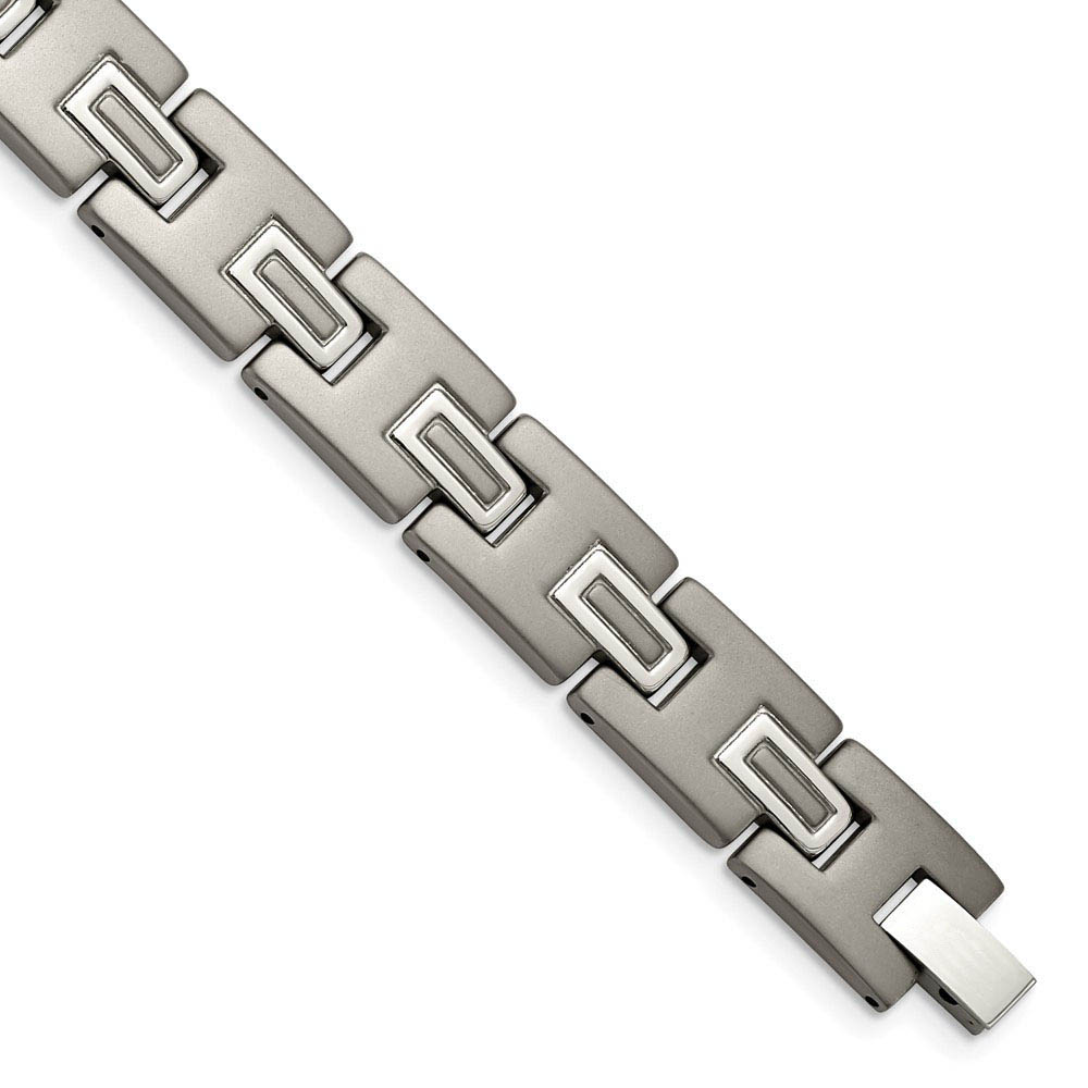 11mm Multi-Finish Titanium Satin Link Bracelet - 8.75 Inch