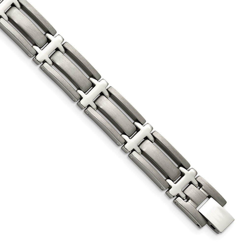 10mm Multi-Finish Titanium Open Watch Link Bracelet - 8.75 Inch