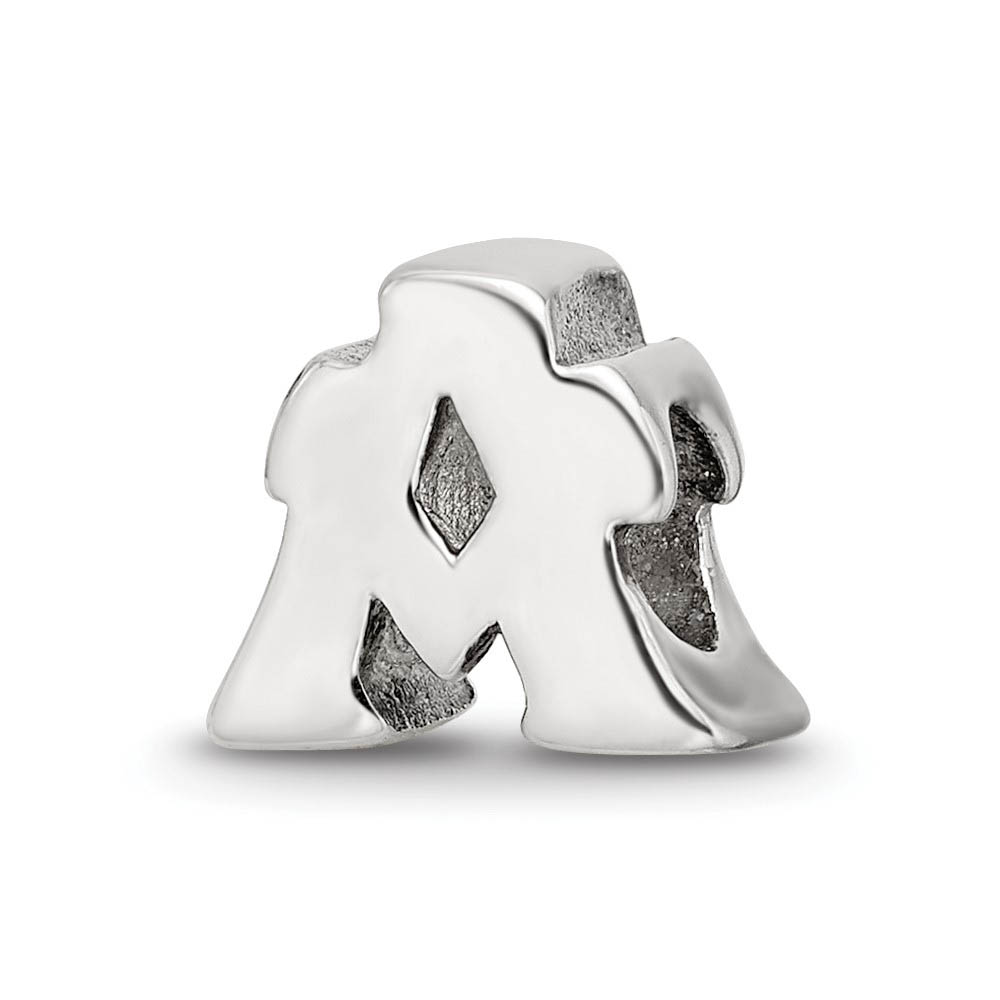 Sterling Silver Letter A Polished Bead Charm, 10mm