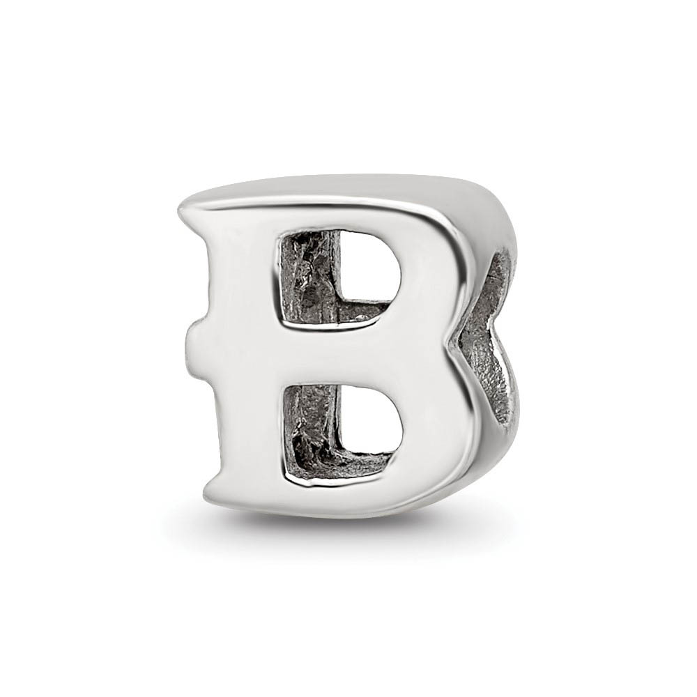 Sterling Silver Letter B Polished Bead Charm, 10mm