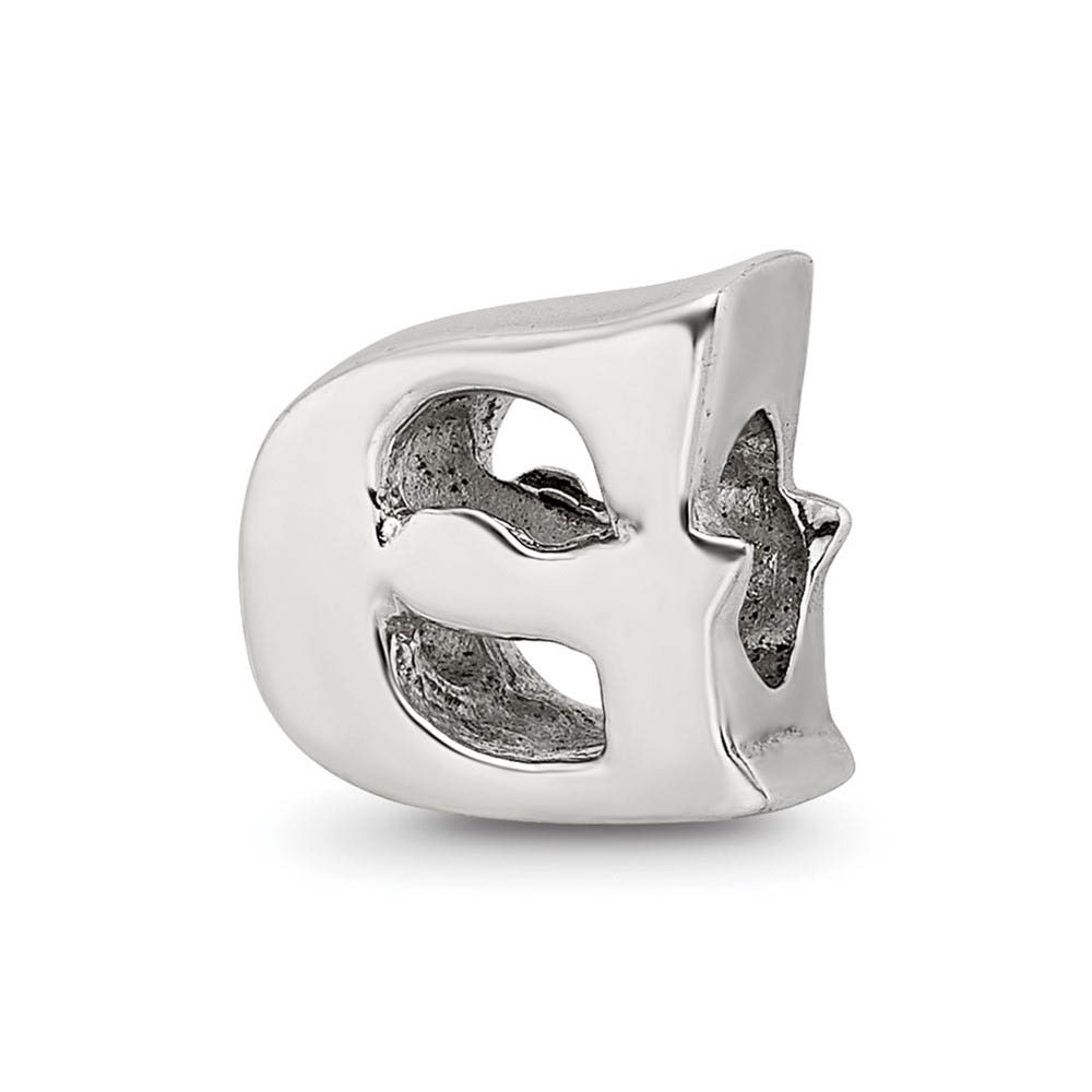 Sterling Silver Letter G Polished Bead Charm, 10mm