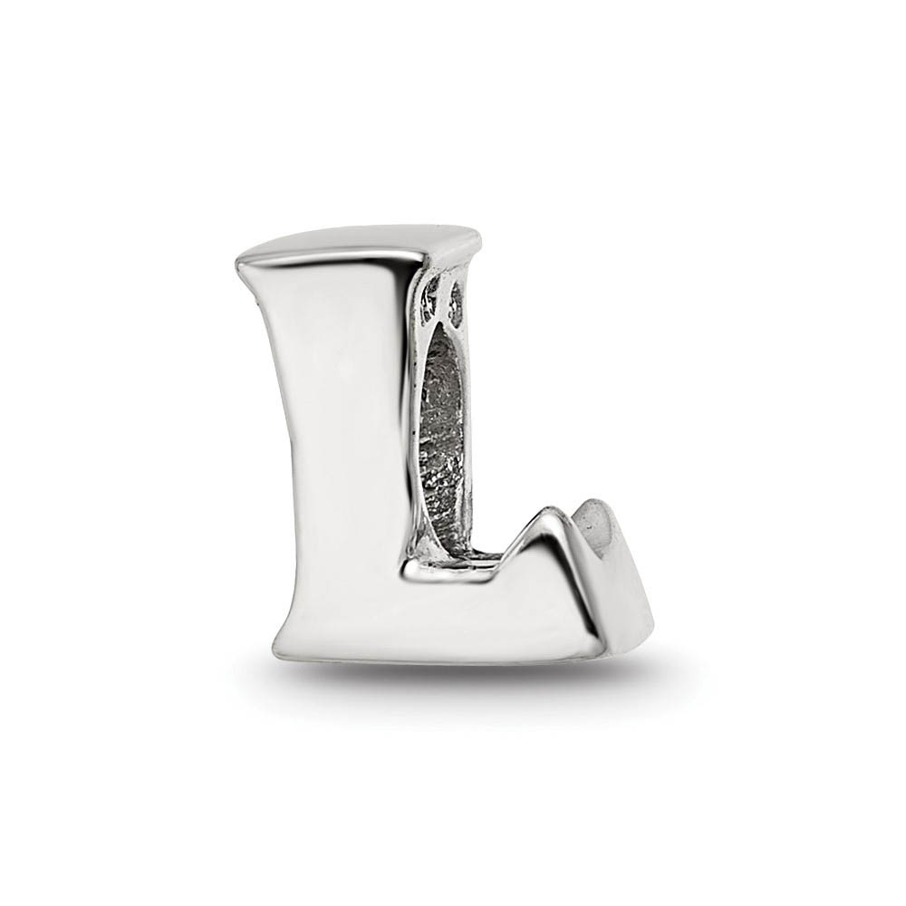 Sterling Silver Letter Polished Bead Charm, 10mm