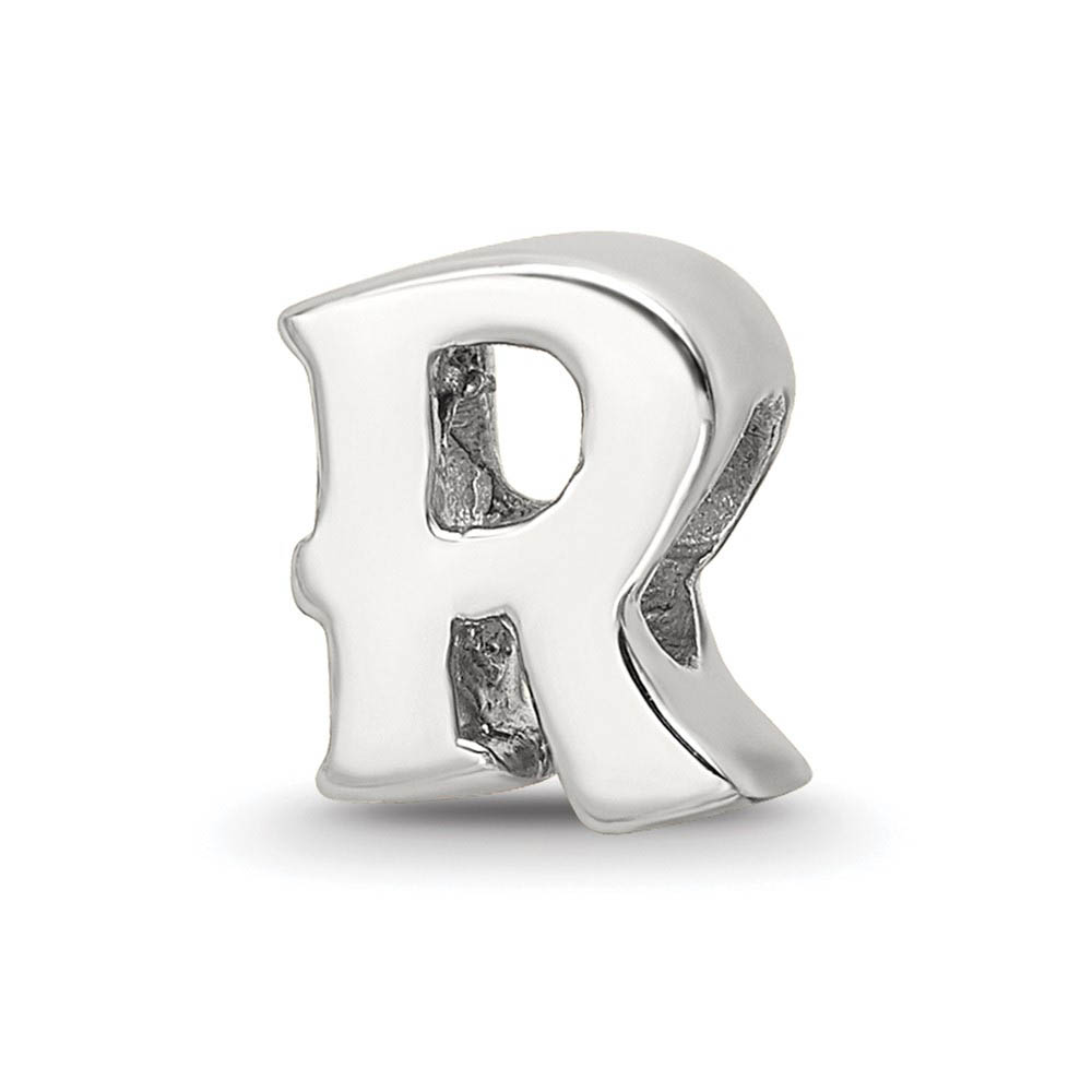 Sterling Silver Letter R Polished Bead Charm, 10mm