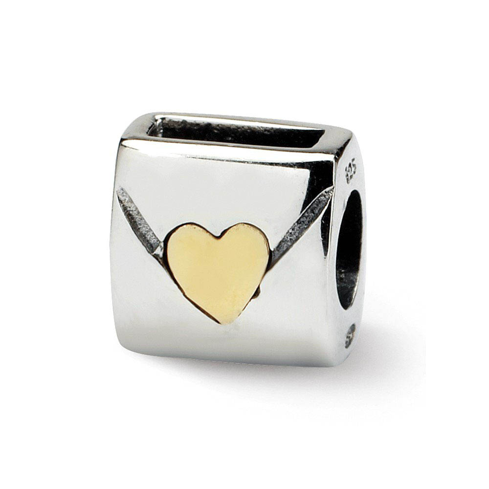 Sterling Silver & 14k Gold Love Note Bead Charm