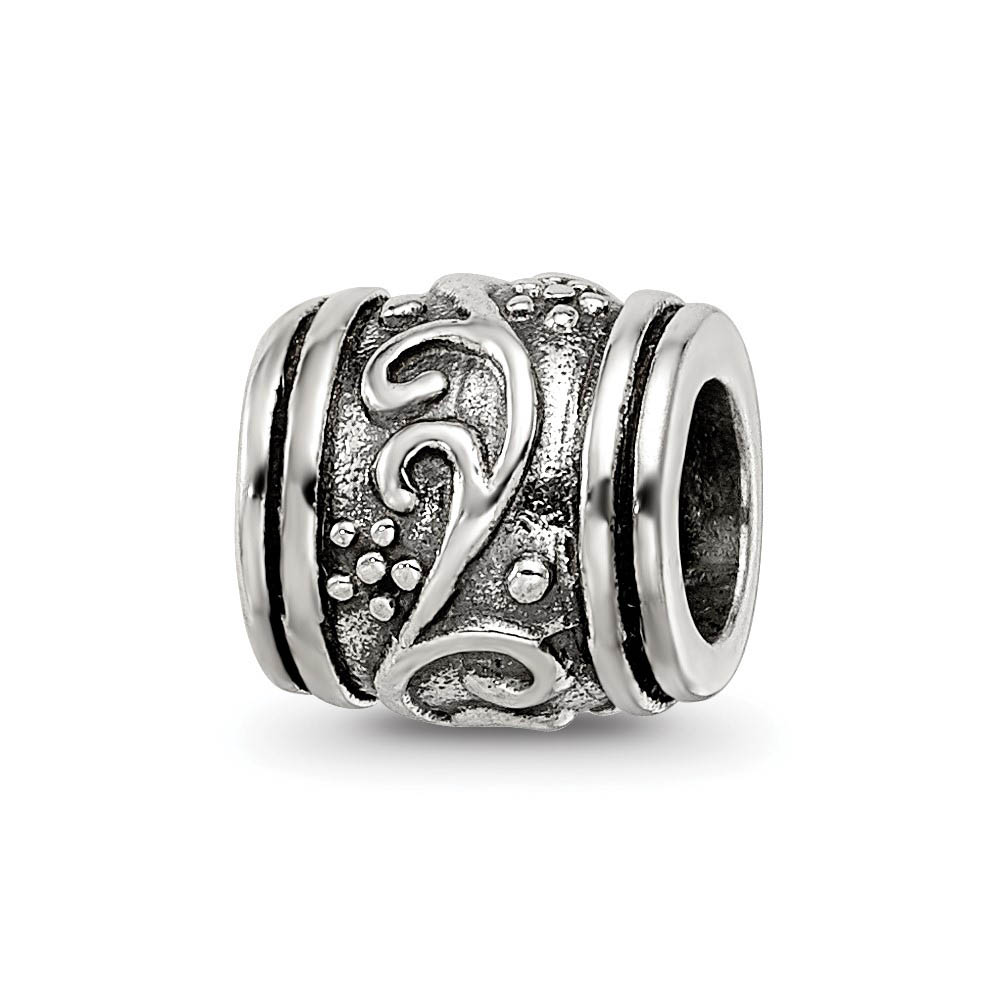 Sterling Silver Floral Ball Bead Charm