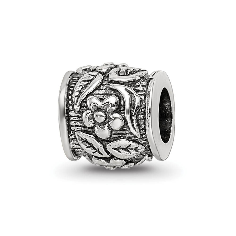 Sterling Silver Floral Pattern Bead Charm