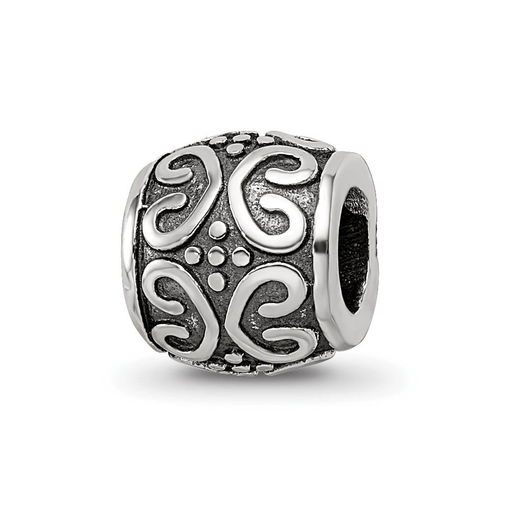 Sterling Silver Scroll &amp; Dots Bali Bead Charm