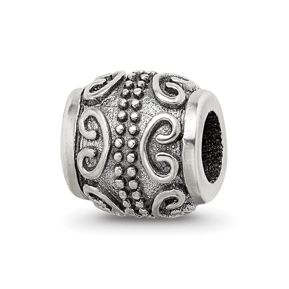 Sterling Silver Embossed Scroll Bali Bead Charm