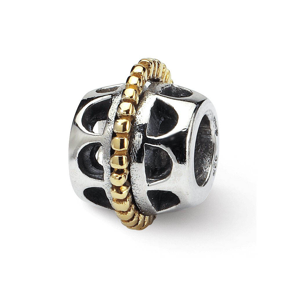 Sterling Silver and 14k Yellow Gold Bali Bead Charm