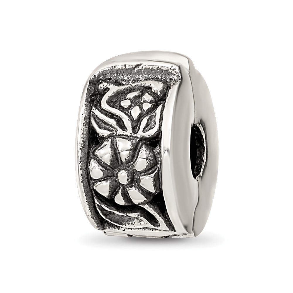 Sterling Silver Flower Hinged Clip Bead Charm