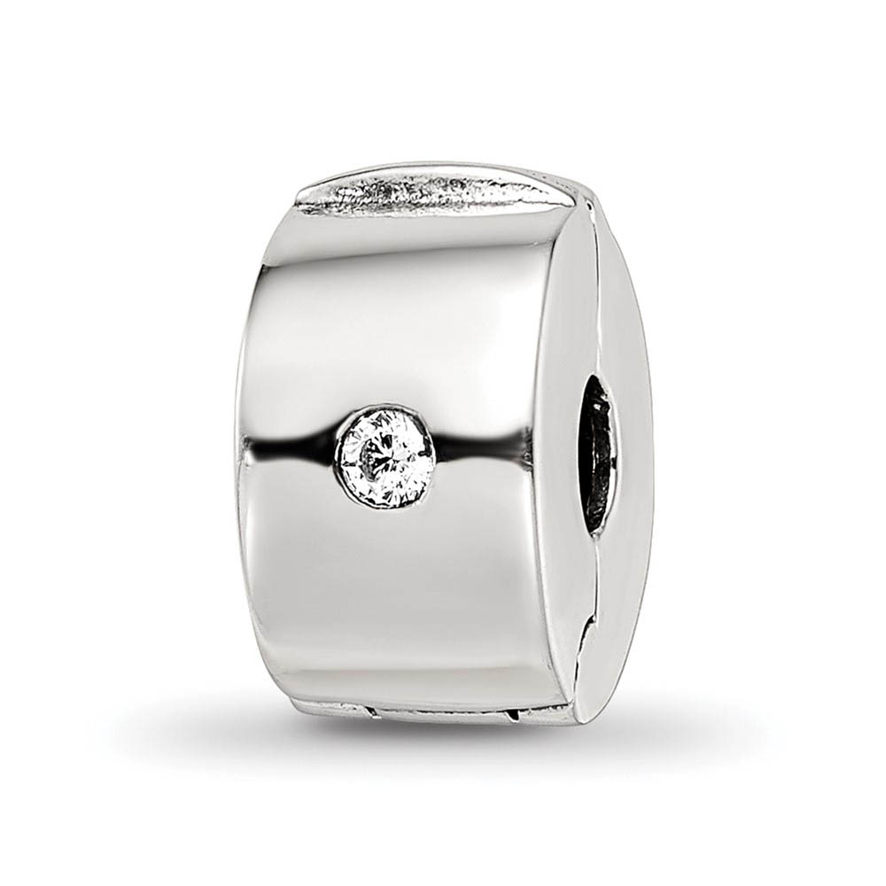 Sterling Silver Hinged Cubic Zirconia Clip Bead Charm