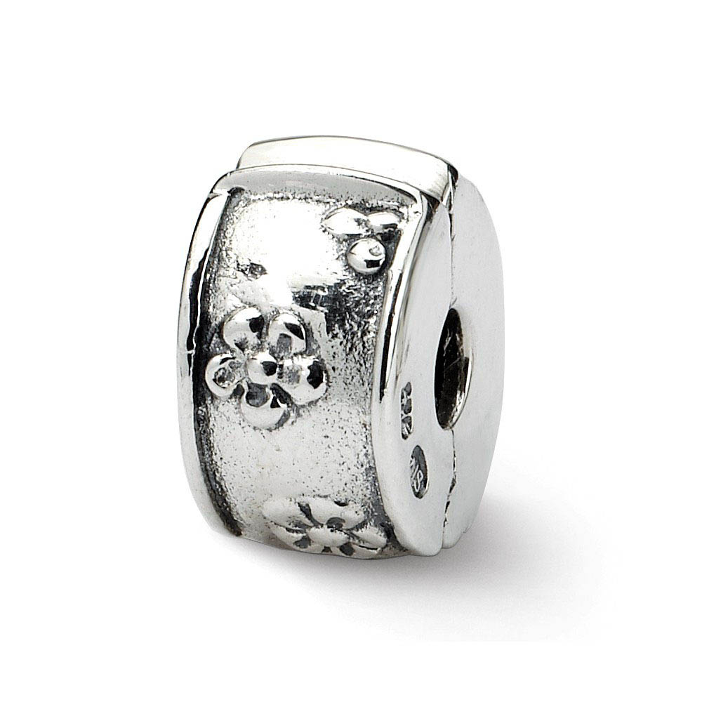 Sterling Silver Hinged Floral Clip Bead Charm