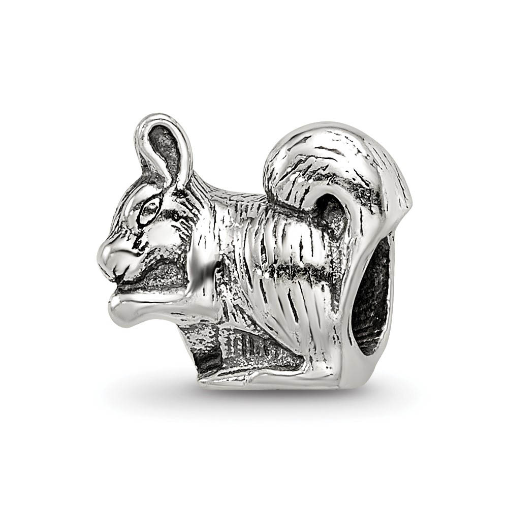 Sterling Silver Squirrel Nibbling Bead Charm