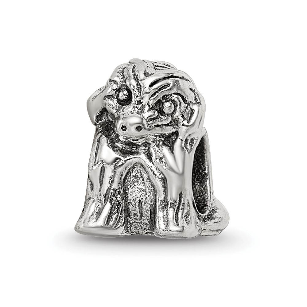 Sterling Silver Sitting Puppy Bead Charm